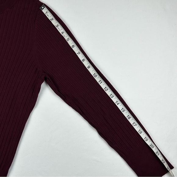 Ann Taylor Factory Rib Knit Crew Neck Sweater - Burgundy/Maroon - Picture 8 of 8